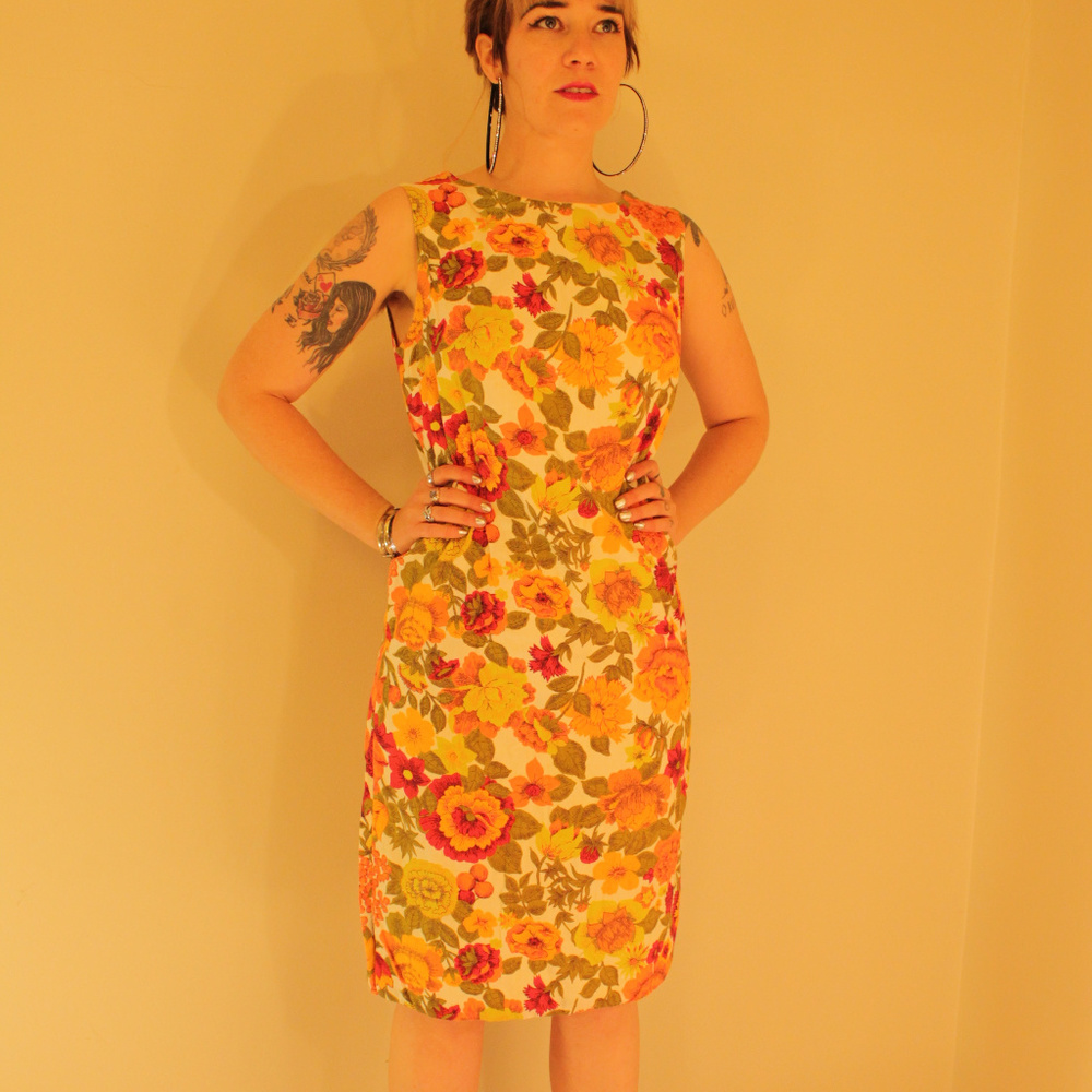 Vintage Retro Floral Print House Dress